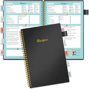 Recipe Book to Write in Your Own Recipes, Blank Recipe Notebook with Tabs for Family Cooking Lover, 120 Pages Recipe Organizer, 8.5 x 5.5", Black