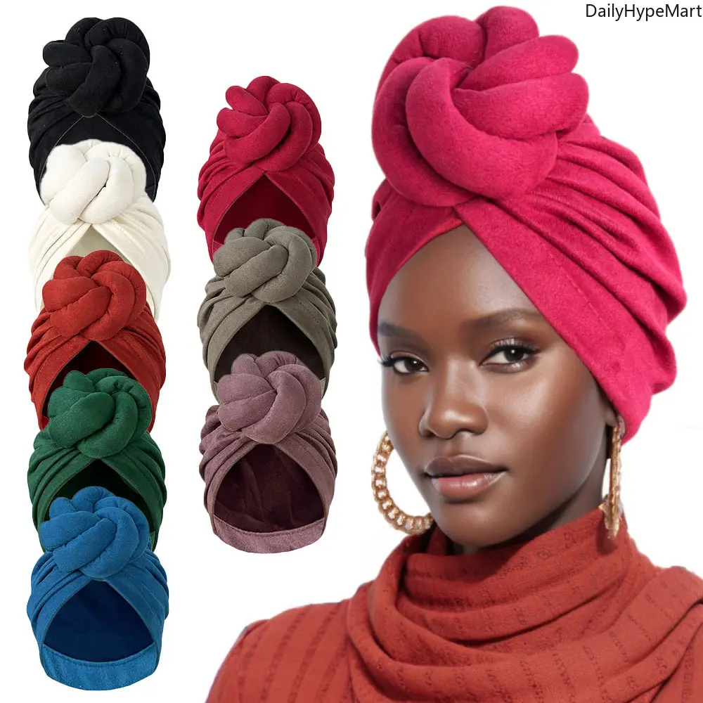 Women's Knotted Braid Turban, Solid Ethnic Headscarf for Hair, Funky Head Wrap for Daily Use, Anniversary & Christmas Gift, Scarf Head Wrap, Fashion Hair Scarves, Engagement, Solid Color Shawl, Glamorous