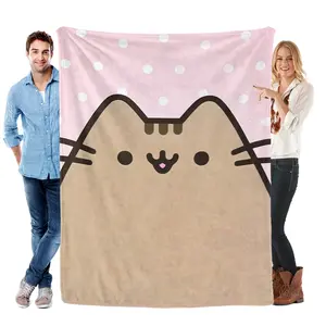 Pusheen Cat Plush Blanket Ultra Soft Flannel Fabric Adorable Kawaii Design Perfect Couples Gift For Anime Fans Cuddle Essential Cozy Nights Snuggle Companion office nap cover flannel portable throw blanket