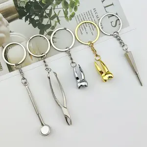 Simulation Teeth Keychain Dental Promotional Small Gift Hanging Dentist Tool Dental Mirror Dental Forceps