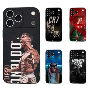 Football R-RoNalDo-ES CR7 Phone Case For iPhone 17,16,15,14,13,12,Plus,Pro Max,Soft Silicone Black