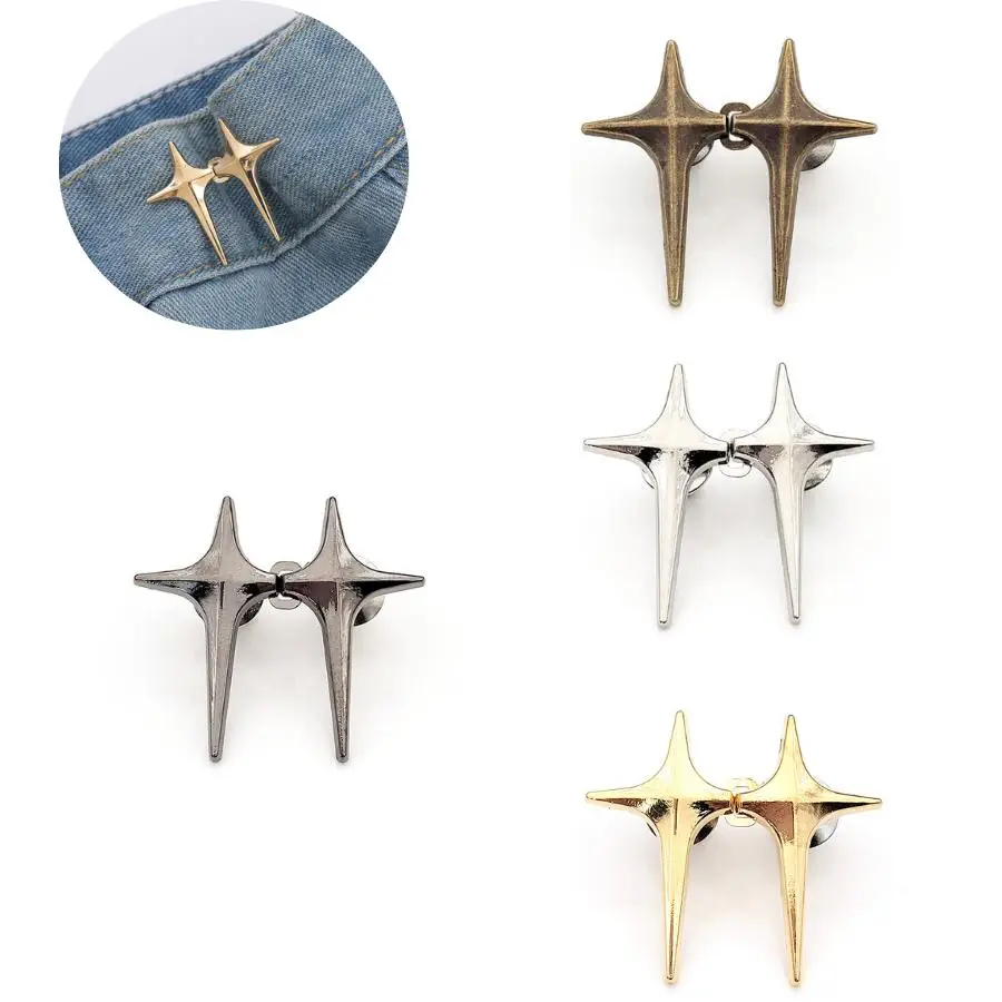 Star Design Waist Buckle, 4 Pairs Detachable No-sew Waist Buckle, Sewing Accessories for Jeans, Pants, Skirts, DIY Clothing Accessories