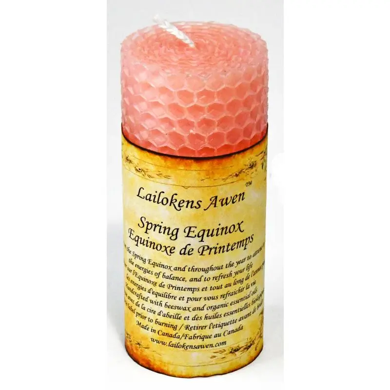 4” Spring Equinox Altar Candle — Lailokens Awen Beeswax