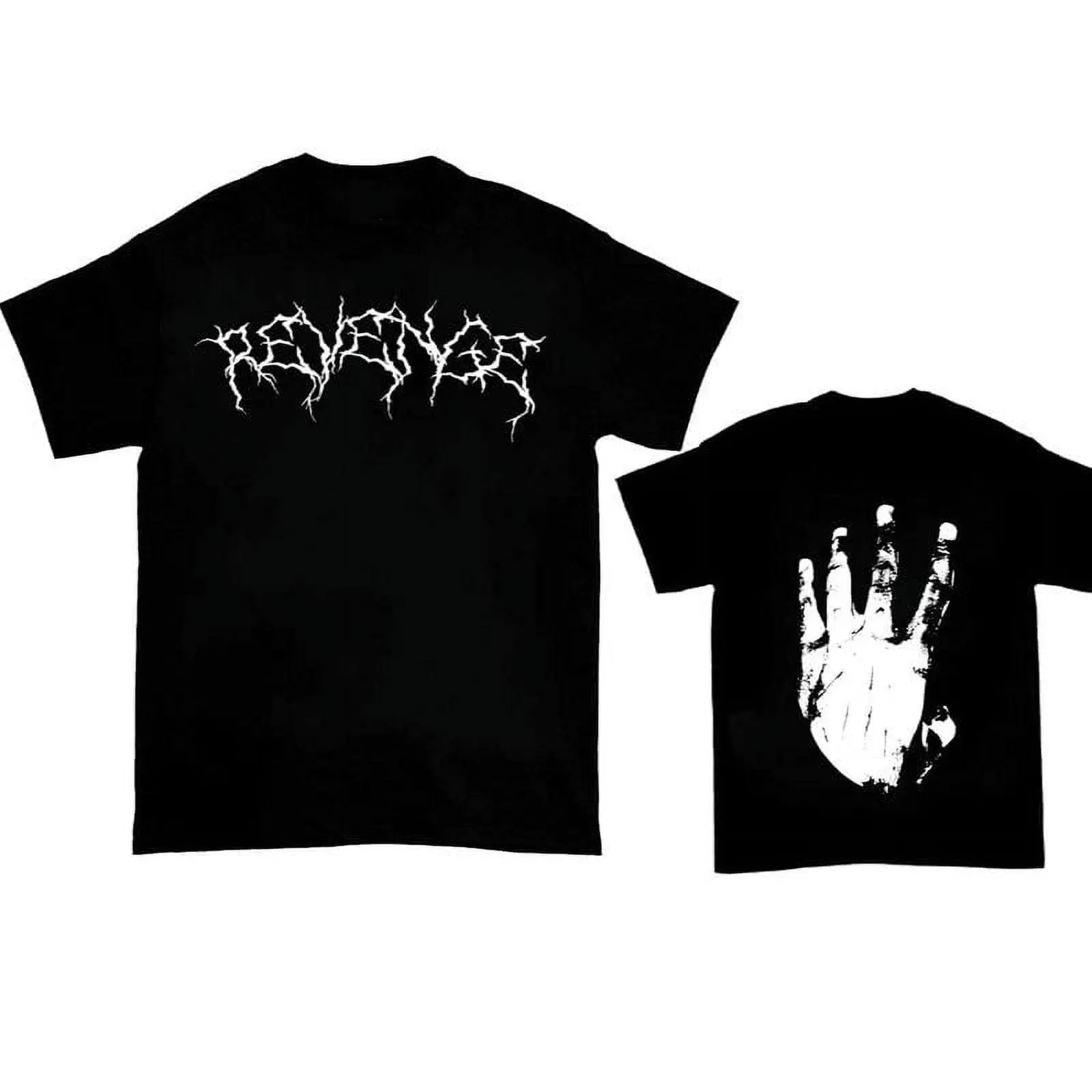 Men's 100% Cotton Short-Sleeve T-Shirt - Double-Sided Revenge Skeleton Hand Graphic, DTG Printed Dark Metal Horror Gothic Streetwear, Soft Stylish Fashion Top (3XL, 4XL)