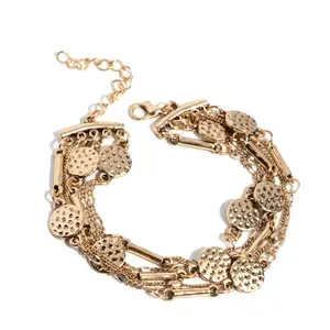 Coachella Construction Gold Tones Clasp Charm Bracelet - Elegant Design for Everyday Wear