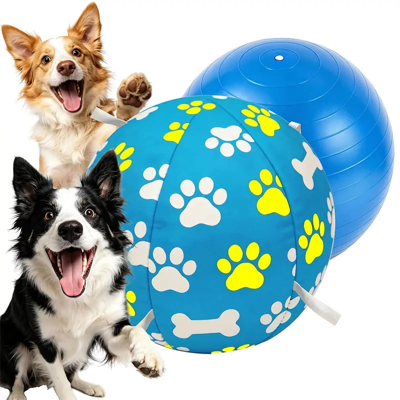 Giant Anti-Burst Herding Dog Ball Toy (18in,22in,25.5in) - Tear-Resistant Oxford Fabric Playful Balls with Air Pump,2 Plugs, Paw Prints, Reduces Anxiety, Supports Herding Fun & Family Bonding