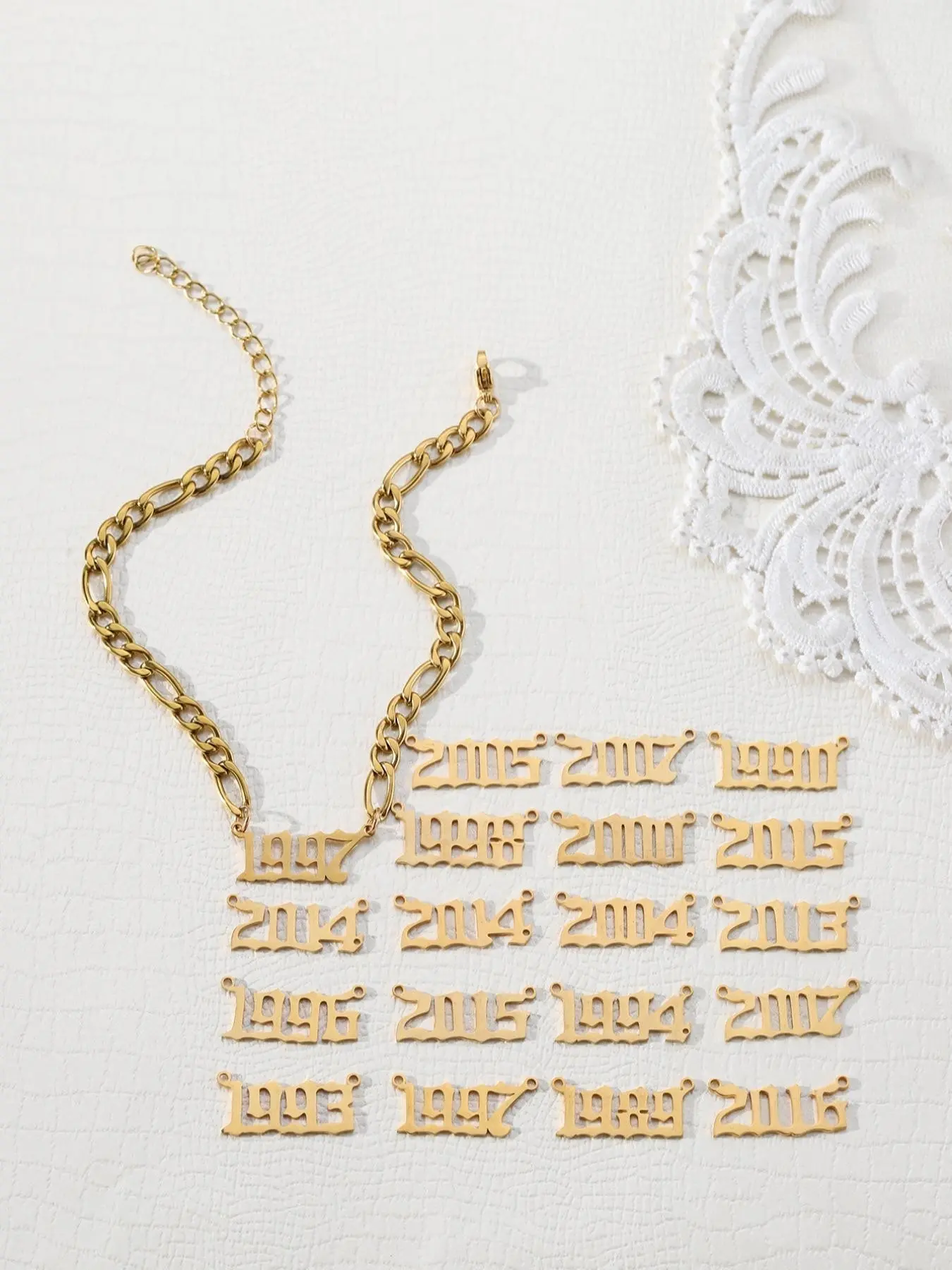 Fashion Unique Stainless Steel Anklet, Alphabet Number Design Anklet, , Birth Year Pendant Anklet, Foot Jewelry for Women & Girls, Personalized