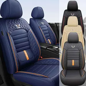 5 Pieces Full Seat Breathable Napa Leather Car Seat Cushion Covers For 5 Seats Front &Rear Cushion - Luxury Fitted, Ergonomic Design With Fixed Lumbar Support, Waterproof Scratch Resistant, All Seasons - Car Seat Covers For Sedans And SUVs