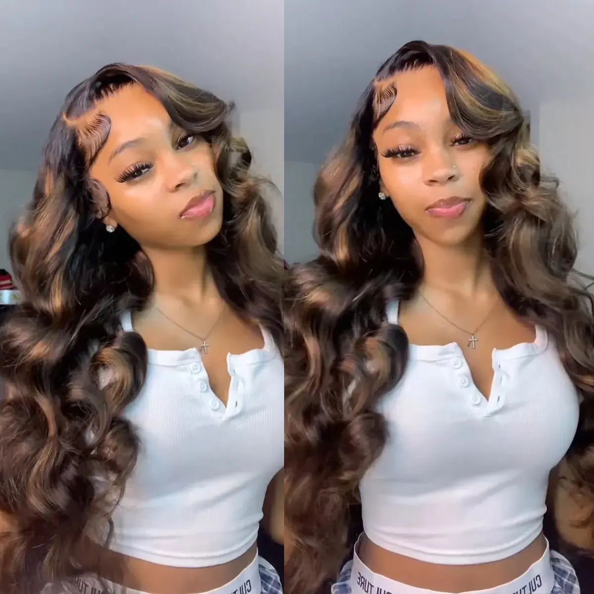 Mscoco Hair 6x5 Glueless Honey Blonde Highlight Human Hair Wig  Wear And Go Pre Bleached Knots Wig Pre-Cut 6x5 HD Lace Closure Wig Body Wavy Wigs Beginner Friendly Wigs