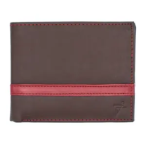 Red Strip Bifold Wallet for Men RFID Safe Slim Leather Wallet
