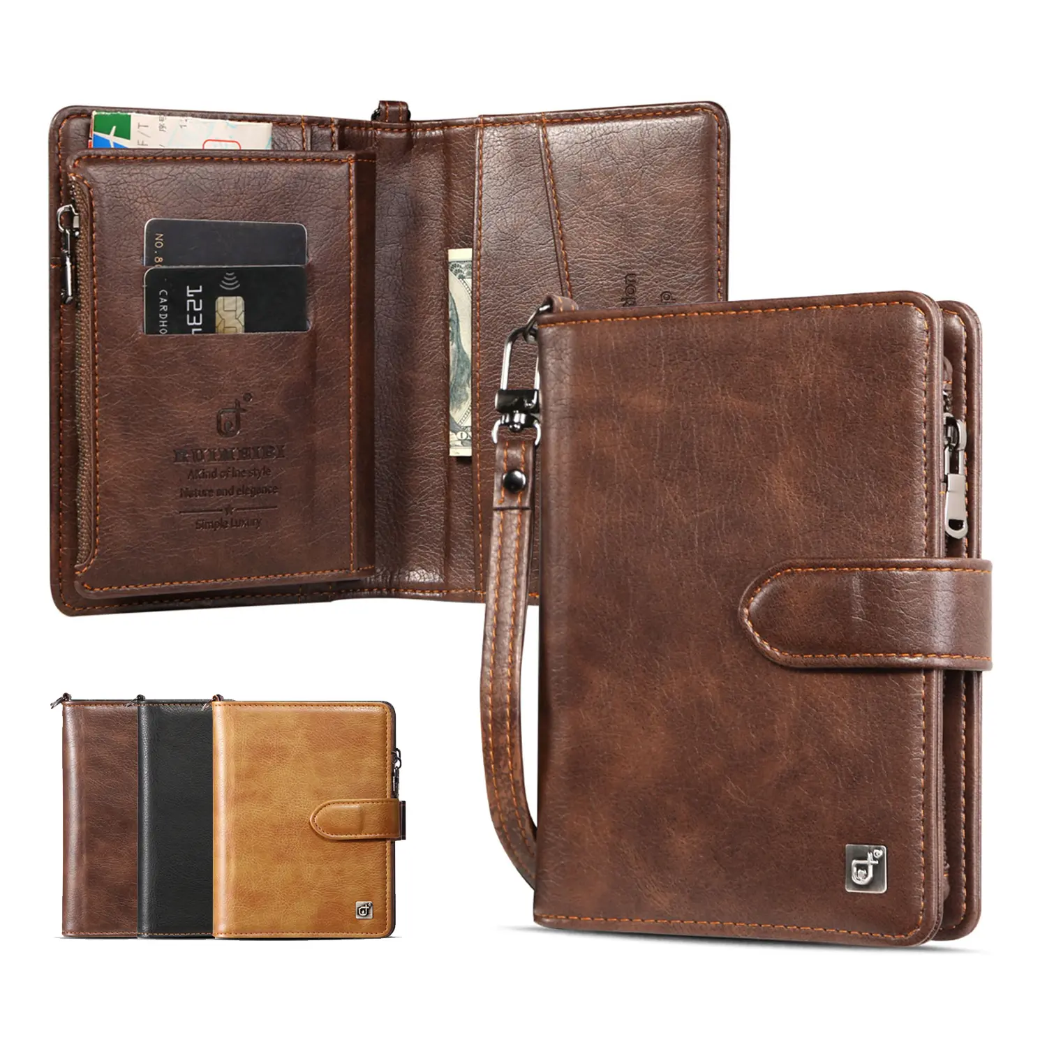 Passport Wallet With Wristband,New RFID Blocking Passport Holder,Multiple Card Slots Passport Cover Case for Travel Must Haves Accessories,Passport Book Holders for Women and Men