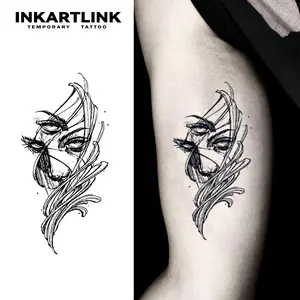 INKARTLINK Tattoo Tech, 2 Sheets Medium Semi Permanent Tattoo, Adult Art Design Temporary Tattoos, Lasts 1-2 Weeks, Waterproof, Realistic Look, (Woman Seeing Through the Truth Design)