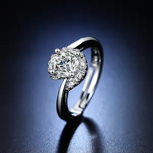 Silver CZ Ring, Chic Adjustable Index Ring, Premium High-end Style for Women