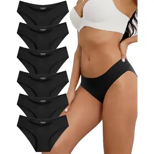 Womens Seamless Underwear No Show Stretch Bikini Panties No Panty Line Invisibles Hipster Briefs Soft Silky 6 Pack