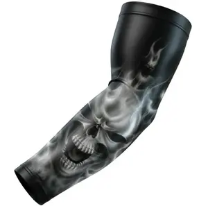 Sports Performance Compression Arm Sleeve Ghost Skull Flames White