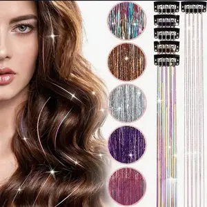 12-Piece Multi-Color Vibrant Clip-On Highlighted Hair Extensions, Shiny Rainbow Fake Hair Pieces for Adults Girls Kids, Party Concert Performance Decorations, Synthetic Extensions