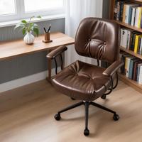 PU Dark Brown, Mid Back, Thick Cushion