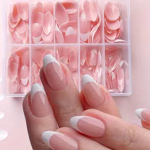 288pcs Nude French Box Nail Art DIY Set, High-End Spring Summer Style, Press-On False Nails for Women Girls
