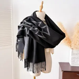 2026 New Double Sided Imitation Cashmere Scarf  Women Autumn and Winter Thick Warm Scarves with A Stylish Exterior Shawl