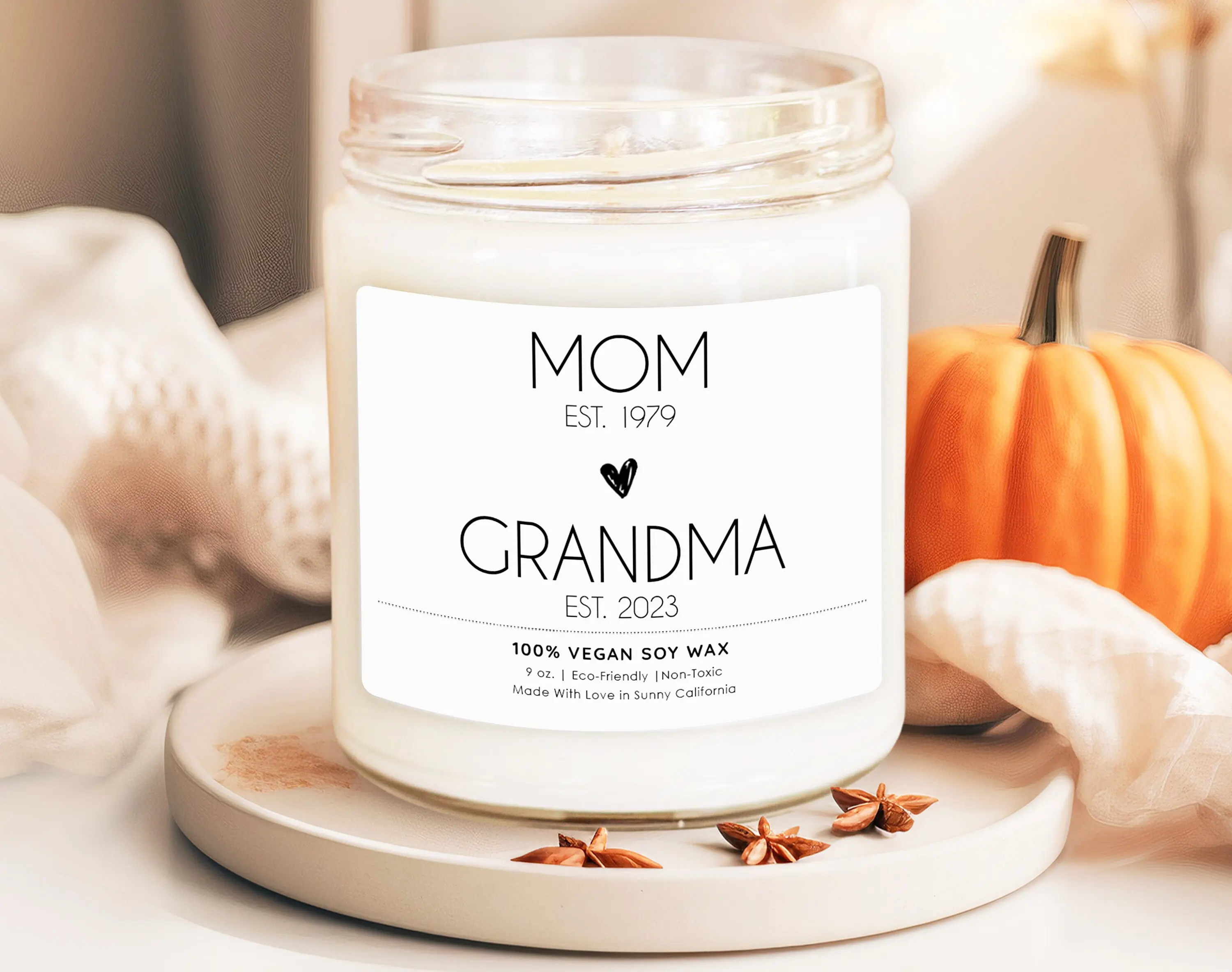 Personalized Mom To Grandma Scented Candle, Best Christmas Gift For Grandma, New Grandma Christmas Gift, Holiday Christmas Candle