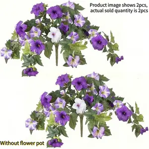 2pcs Artificial Morning Glories, UV-Resistant Spring Faux Plants, Decorative Lifelike Artificial Plants with Removable Blooms & Bendable Branches, Artificial Faux Greenery, Decorative Faux Flower, Home Decor Accessory