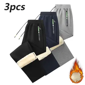 3 Pack Unisex Couple Fleece Lined Warm Joggers, Comfortable Fabric, Double Sided Letter Zipper Pockets, Drawstring Waistband with Distinctive Letters, Perfect for Winter Wear, Holiday Travel, Trendy Fashion, Outdoor Activities, Everyday Exercise, A Must H