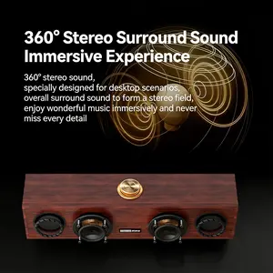 Claison Lenovo High-End C Series Wooden Soundbar | 4-Speaker HIFI Subwoofer, 360° Stereo Surround, Wired/Bluetooth, Plug & Play for PC & Phone