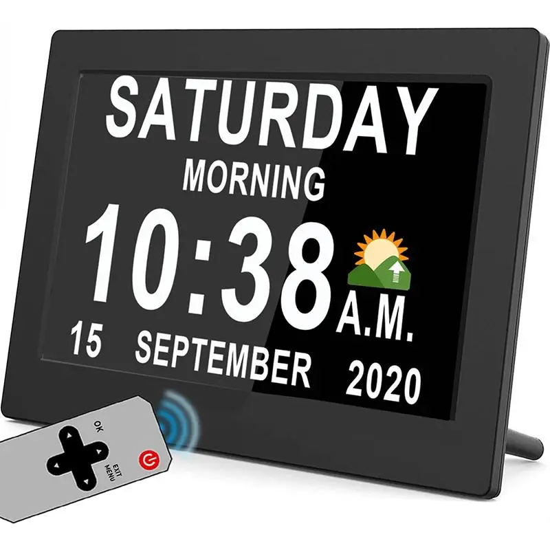 Digital Calendar Day Date Clock, 7 Inch Digital Calendar Clock, Extra Large Month Clock for Seniors, Digital Clock Decor