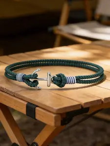 Men's Anchor Rope Bracelet, Nautical Surfing Thin Cord Wristband, Minimalist Outdoor Sailing Jewelry Gift for Men