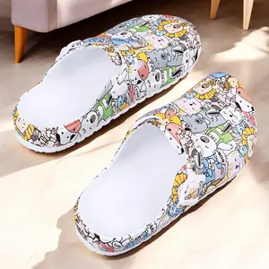 Women Printed Clogs-Waterproof Round Toe Adjustable Buckles Slippers For Indoor Outdoor Wear slippers