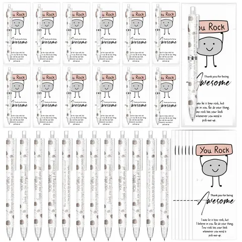 24/48 Sets Positive Mechanical Office Supplies Employee Appreciation Gift 0.7mm You Rock Pencil with Inspirational Bookmarks Halloween Gifts for Students Teacher Bulk Art Material Creative Stationery Non-Candy Classroom Reward Gifts (6 Style)