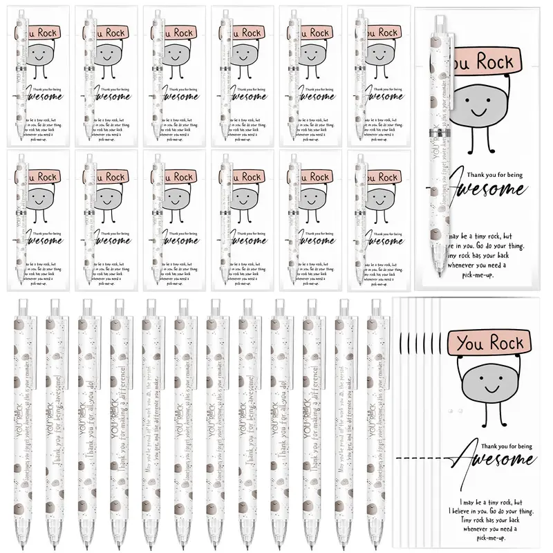 24/48 Sets Positive Mechanical Office Supplies Employee Appreciation Gift 0.7mm You Rock Pencil with Inspirational Bookmarks Halloween Gifts for Students Teacher Bulk Art Material Creative Stationery Non-Candy Classroom Reward Gifts (6 Style)