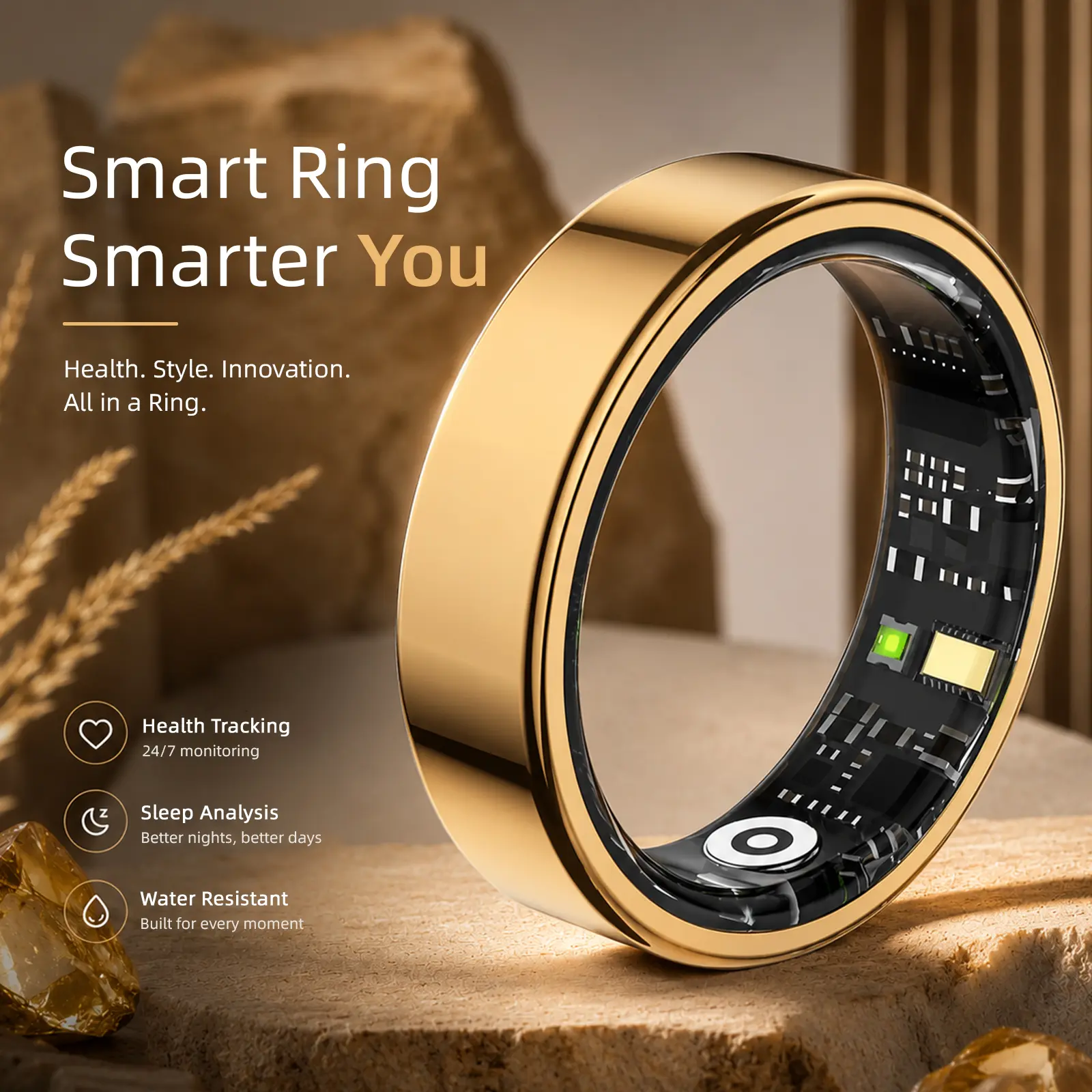 AI Smart Ring for Men & Women, Track Activity, Sleep & Daily Wellness, No Subscription