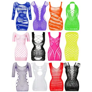 12 Pieces Women's Fishnet Lingerie - Mesh Babydoll Bodysuit Lace Smock Lingerie - For Women - Sexy & Romantic - Perfect for Date Night & Special Occasions - Ideal Gift for Her