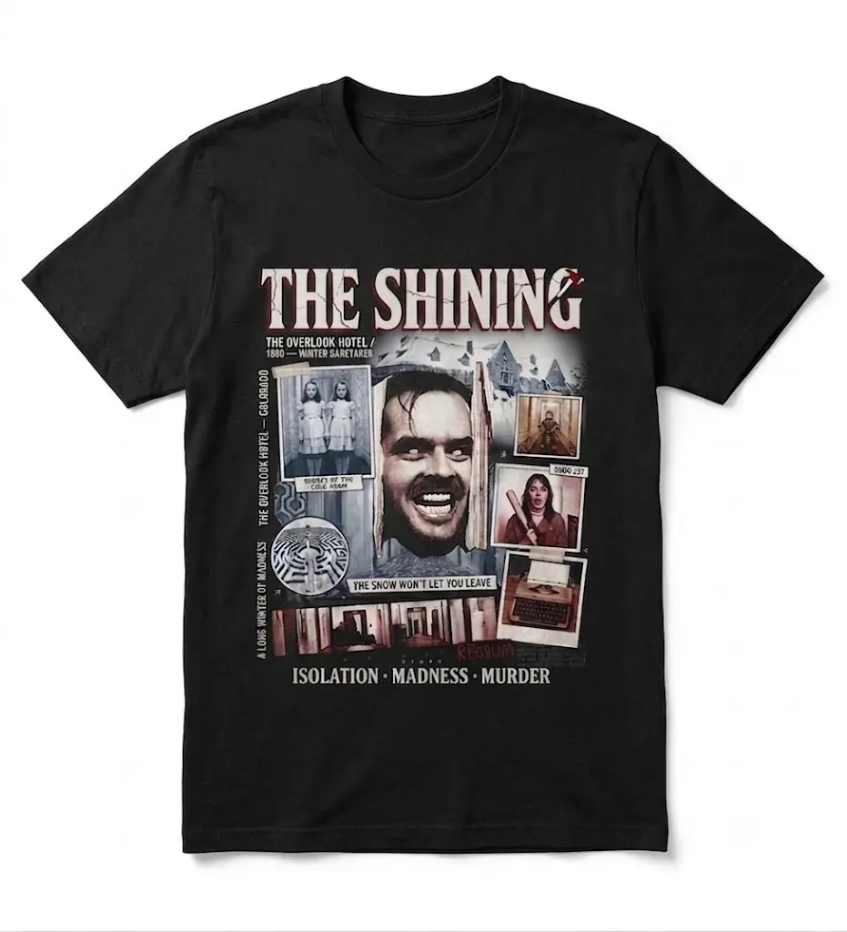 Vintage Haunted Hotel Graphic Cotton Top - Classic 80s Horror Movie Apparel