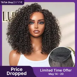 Luvme Hair 100% Human Hair 5x5 Closure Lace Glueless Wig Put On and Go Fluffy Kinky Curl 220% Density Pre-bleached Pre-pluck Pre-cut  Limited Time Offer TikTok Exclusive #luvmenewarrivals
