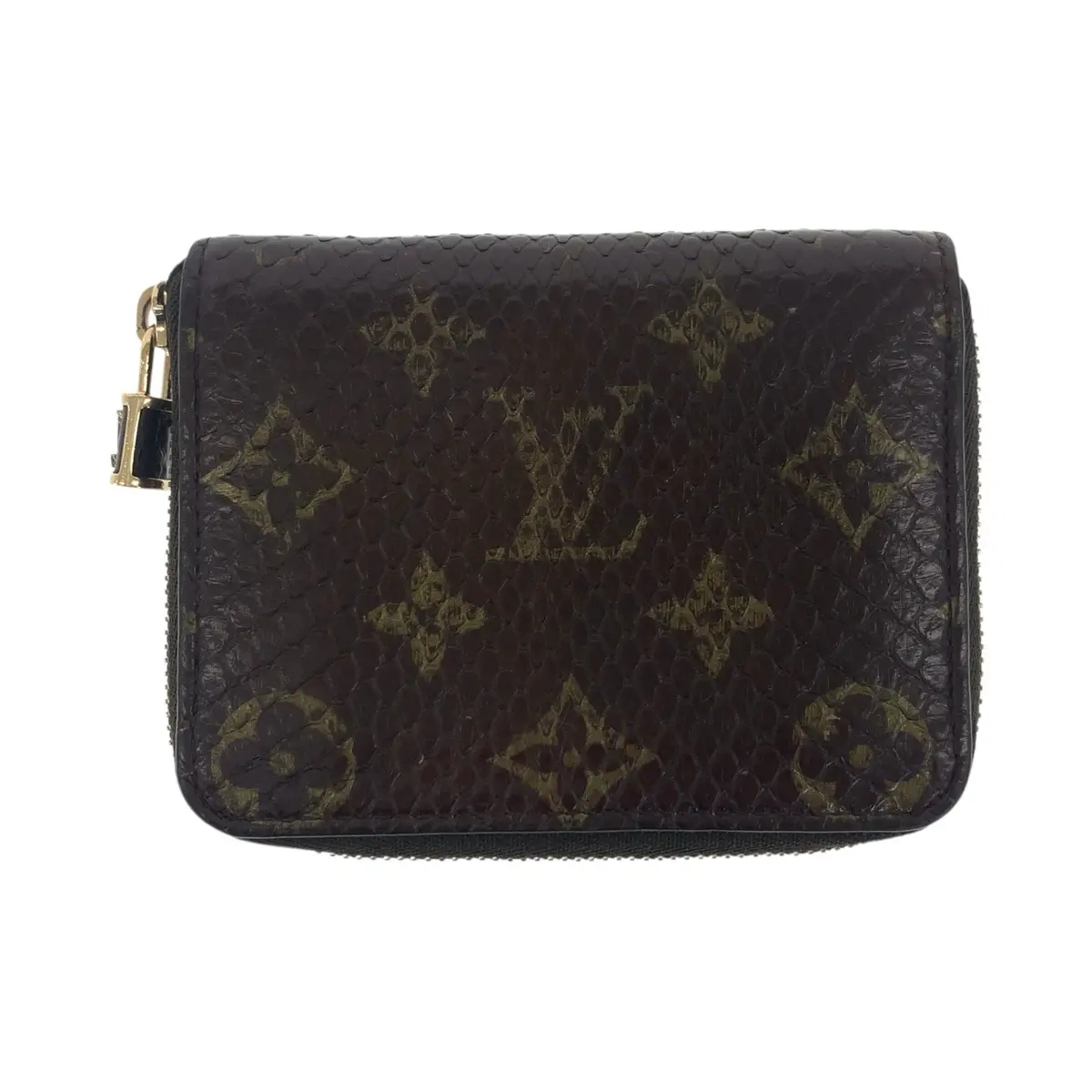 Pre-owned Louis Vuitton Snakeskin Small Leather Goods Zippy Coin Purse Monogram Python Leather Coin Case