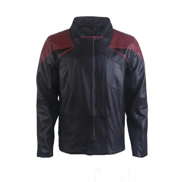 Perforated Leather Jacket For Men Maroon Tv Series Inspired Jacket Genuine Leather Long Sleeve Stylish Coats