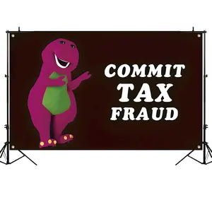 2D Flat Banner 1pc, Funny Hip-Hop Background Banner, Durable Polyester, Barney Pattern, Office, Photography Studio, Home Decor, Outdoor Use