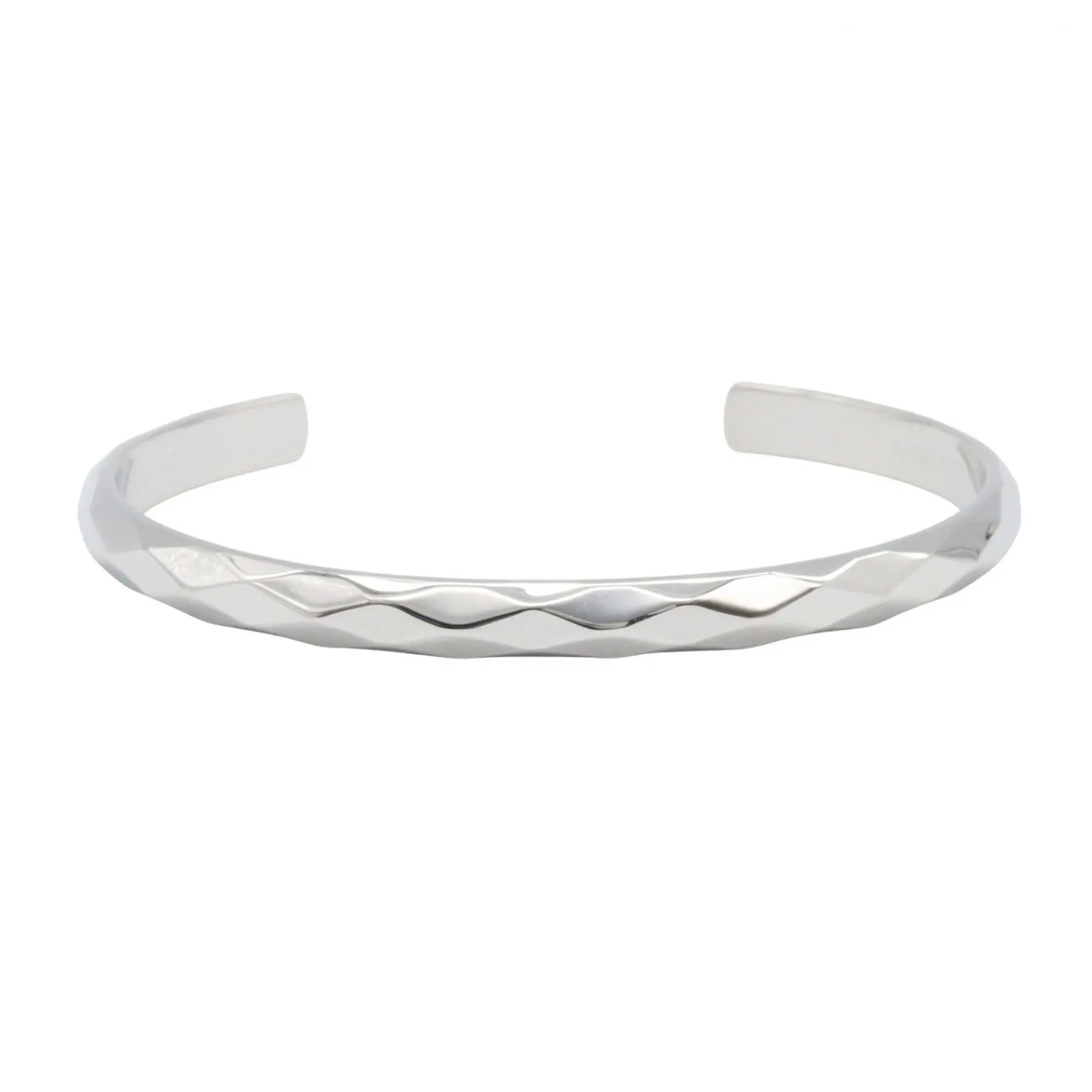 Pre-owned boucheron 18K White Gold (Au750) Small Leather Goods Facette Au750 White Gold Bracelet