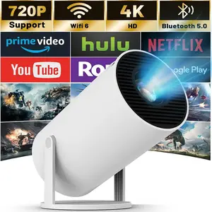 Mini   Cannon Style 720P WiFi 6 Bluetooth 5.0 4K HD Support for Netflix YouTube Prime Video Dual-Source Android Projector Portable