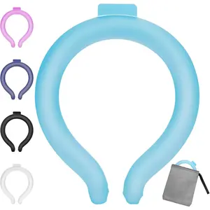 Neck Cooling Tube, Wearable Body Cooler Freeze Below 64 ° F with Insulated Bag, Reusable Cooling Neck Wraps for Summer, Outdoor Sports, Hiking, Travel, Hot Weather Relief for Men & Women (Blue)