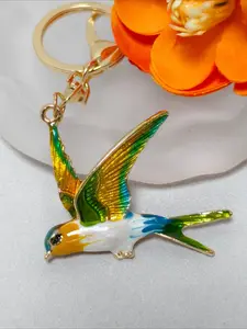 1pc Cute Enamel Swallow Keychain Flying Bird Key Ring Colorful Bird Bag Charm Fashion Accessories