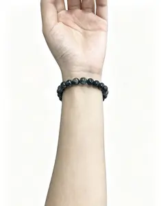 1pc Natural Peacock Eye Stone Beaded Bracelet(8mm), Green Crystal Stretch Bracelet, Healing Stone Jewelry for Men & Women, Unisex Gift for Crystal Lovers