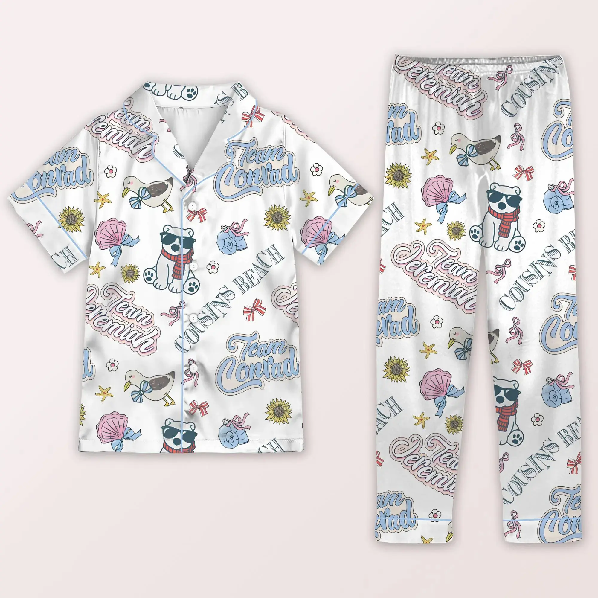 Cousins Beach Pajama Set, TSITP Fan Gift, Satin Sleepwear