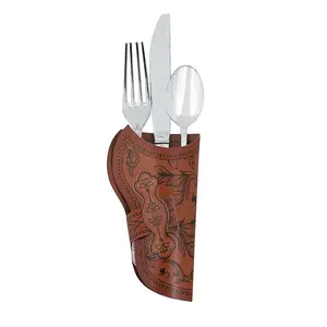 3" x 5 1/2" Brown Cowboy Holster Silverware Holders - 12 Pc.
