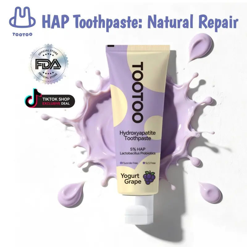 tootoo Fluoride-Free Toddler Toothpaste Natural Grape Yogurt Probiotics HAP Xylitol Daily Oral Care 120g
