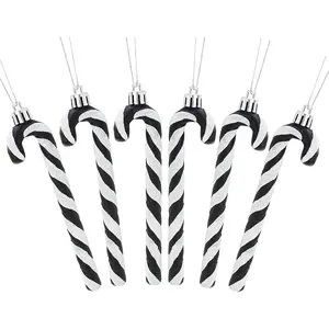 Christmas Glitter Candy Cane Christmas Tree Decorations/Ornaments Black & White Christmas Concepts