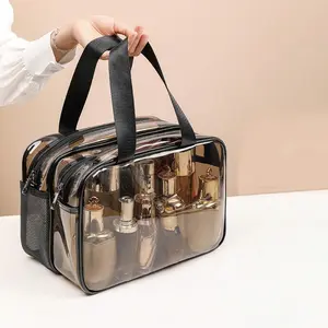 Clear Makeup Bag, Makeup Brush Storage Bag, Cosmetic Organizer Pouch, Makeup Travel Bag, Toiletry Bag, Transparent Storage Bag for Beach Travel