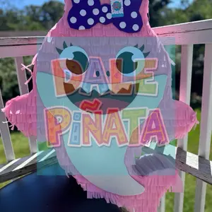 Dale Piñata Handmade Party Shark Piñata Big & Colorful Vibrant Tissue Paper Fringe Fun Details Perfect for Kids' Birthdays Ocean Themed Parties
